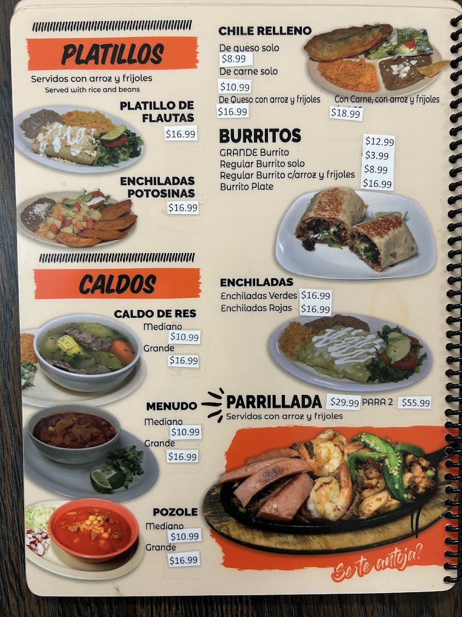 Taqueria La Super Sabrosa menu board