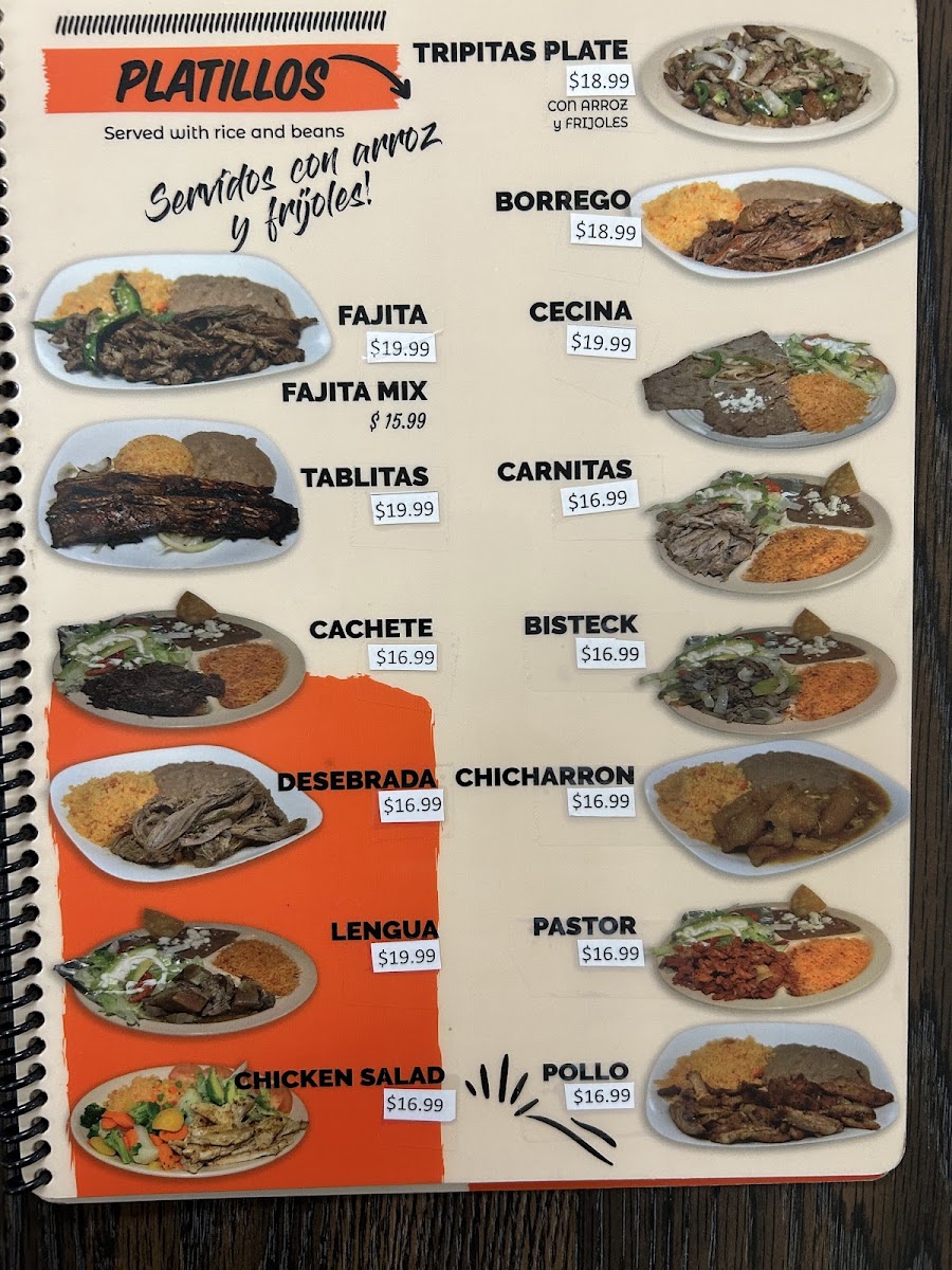 Taqueria La Super Sabrosa menu board