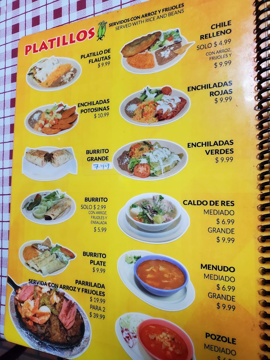 Taqueria La Super Sabrosa menu board