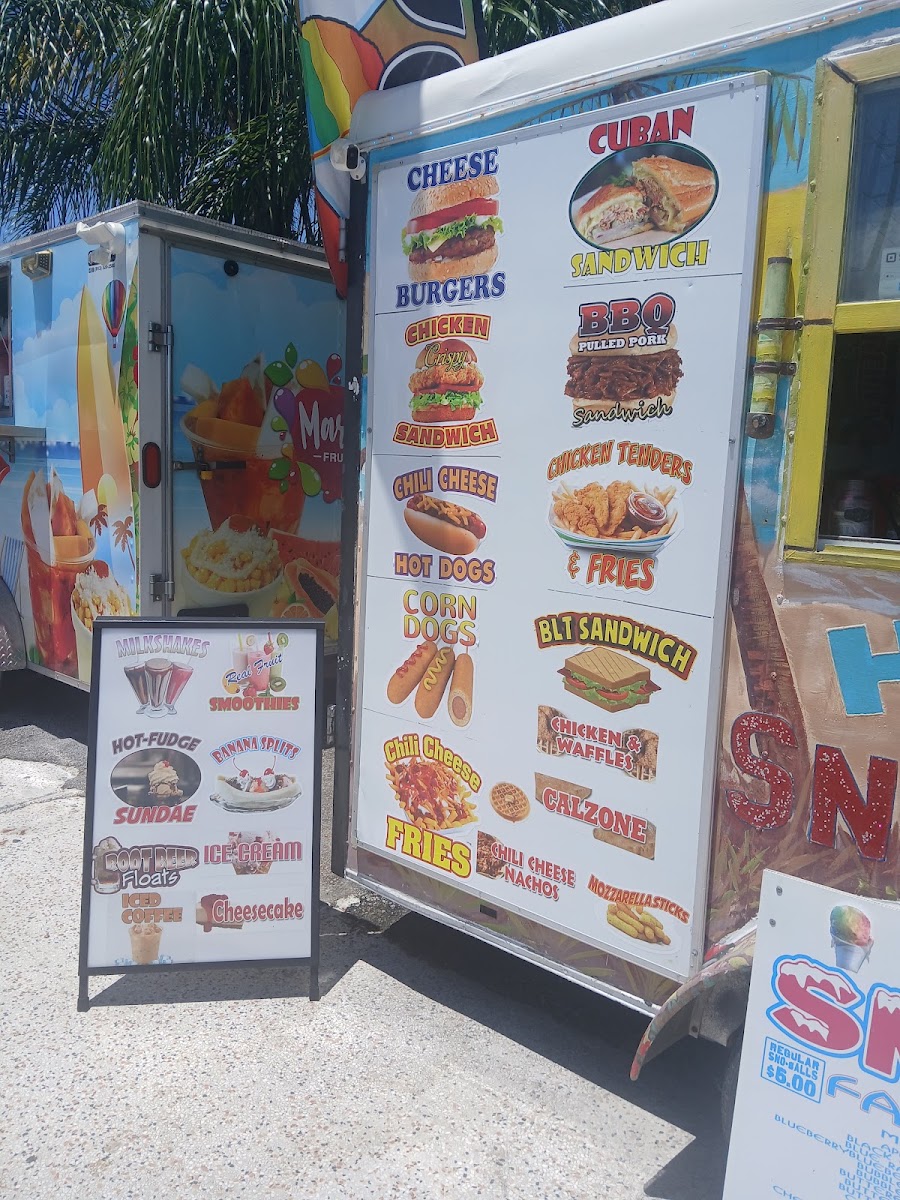 Hi Tide Sno-Balls Eats & Treats menu board
