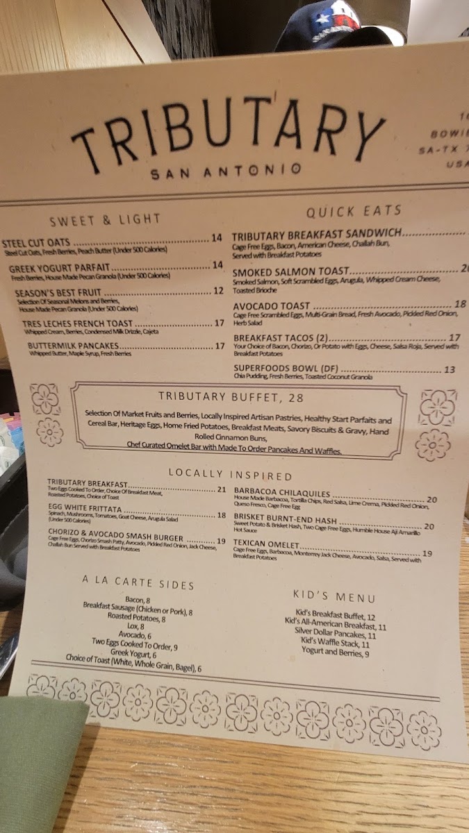 Tributary menu board