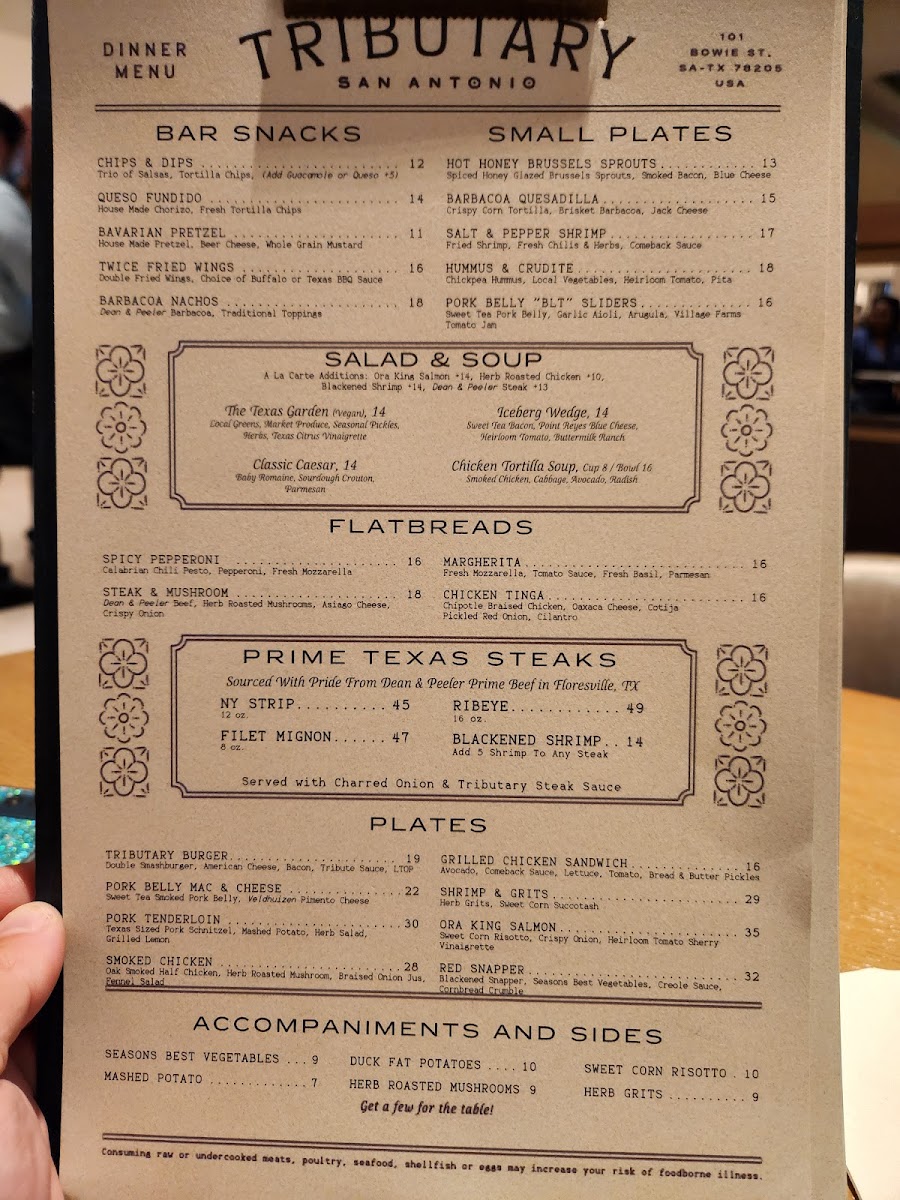 Tributary menu board