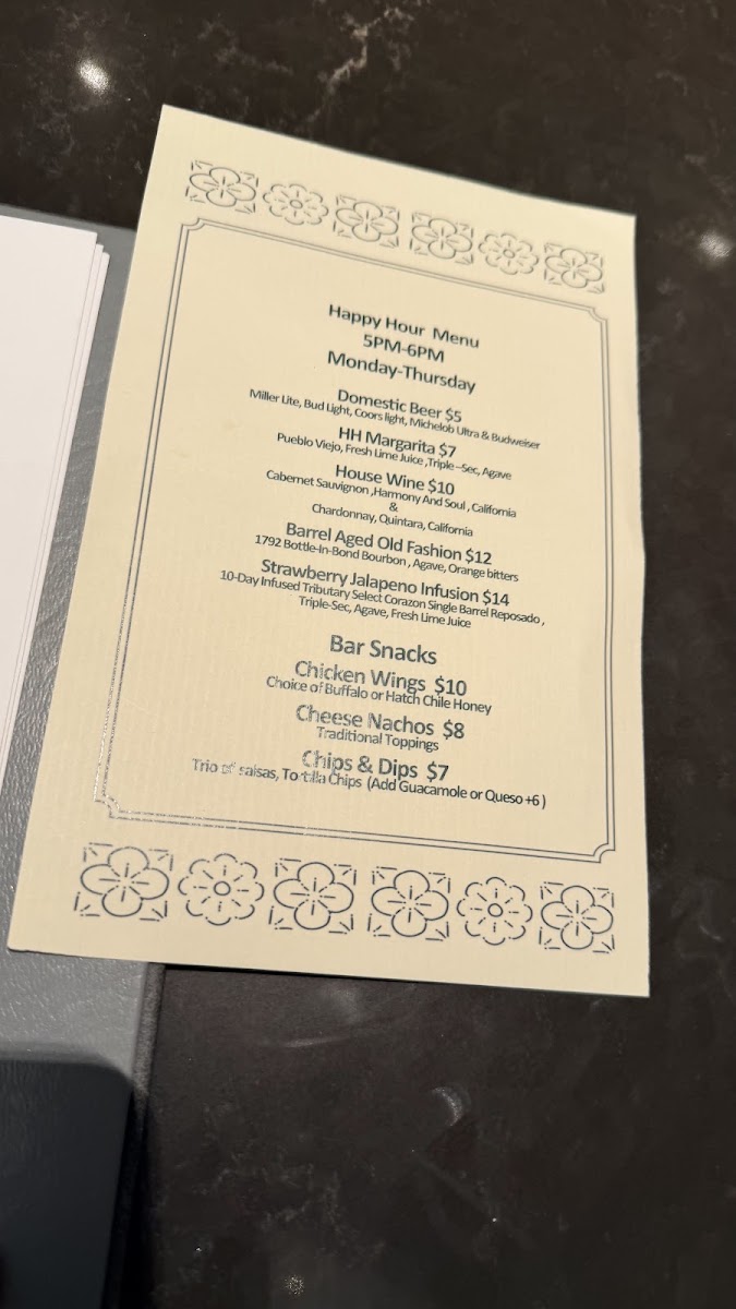 Tributary menu board