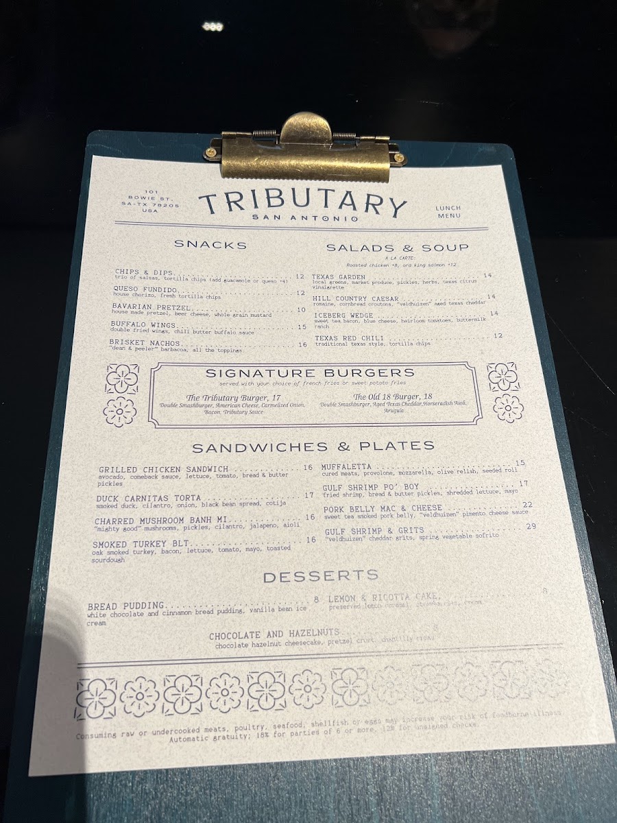 Tributary menu board