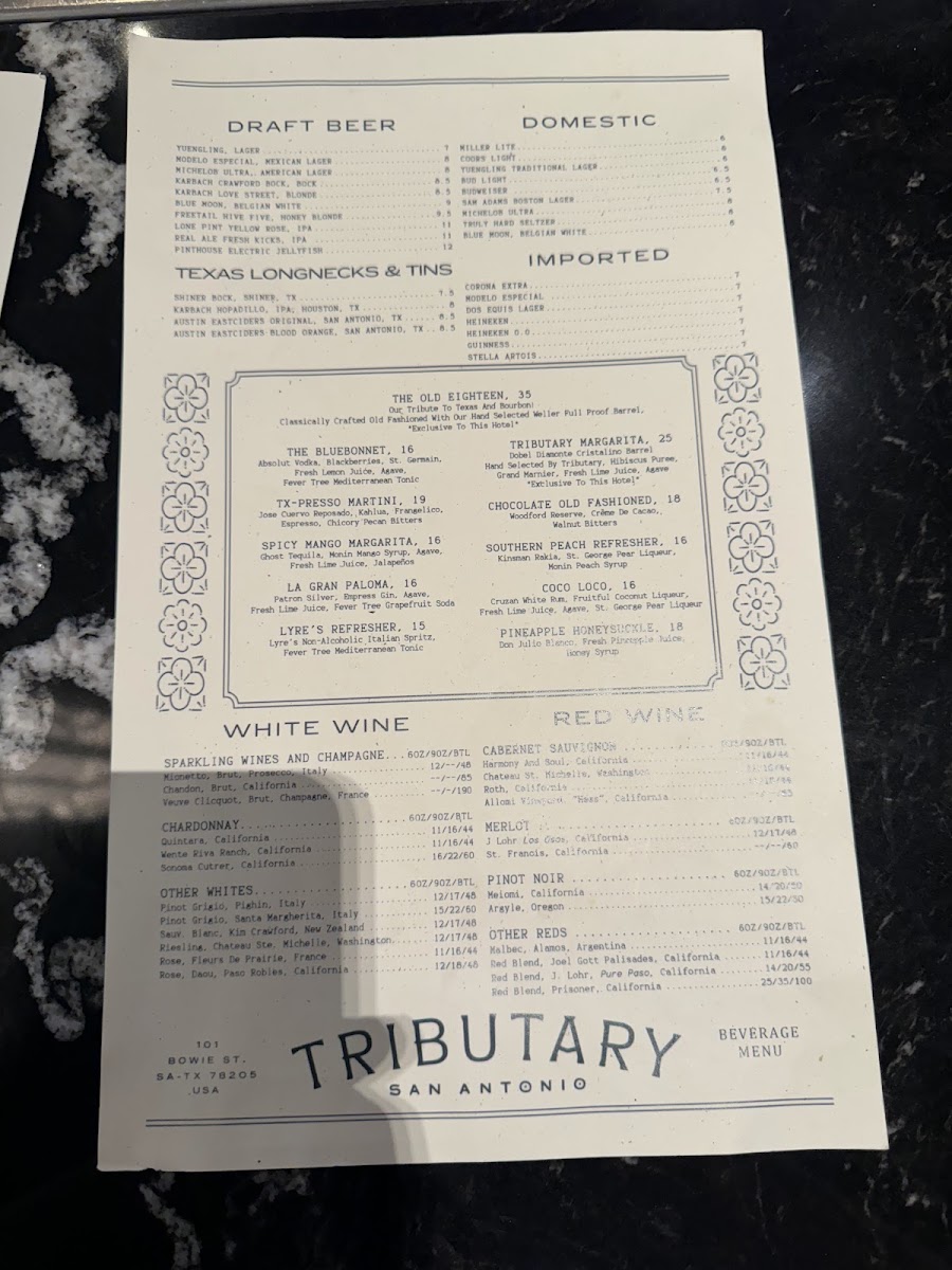 Tributary menu board