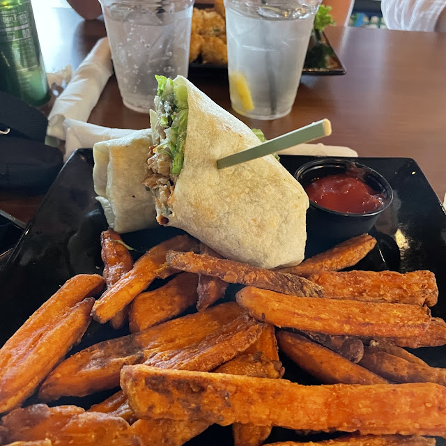 Chicken Caesar Wrap with Sweet Potato Fries