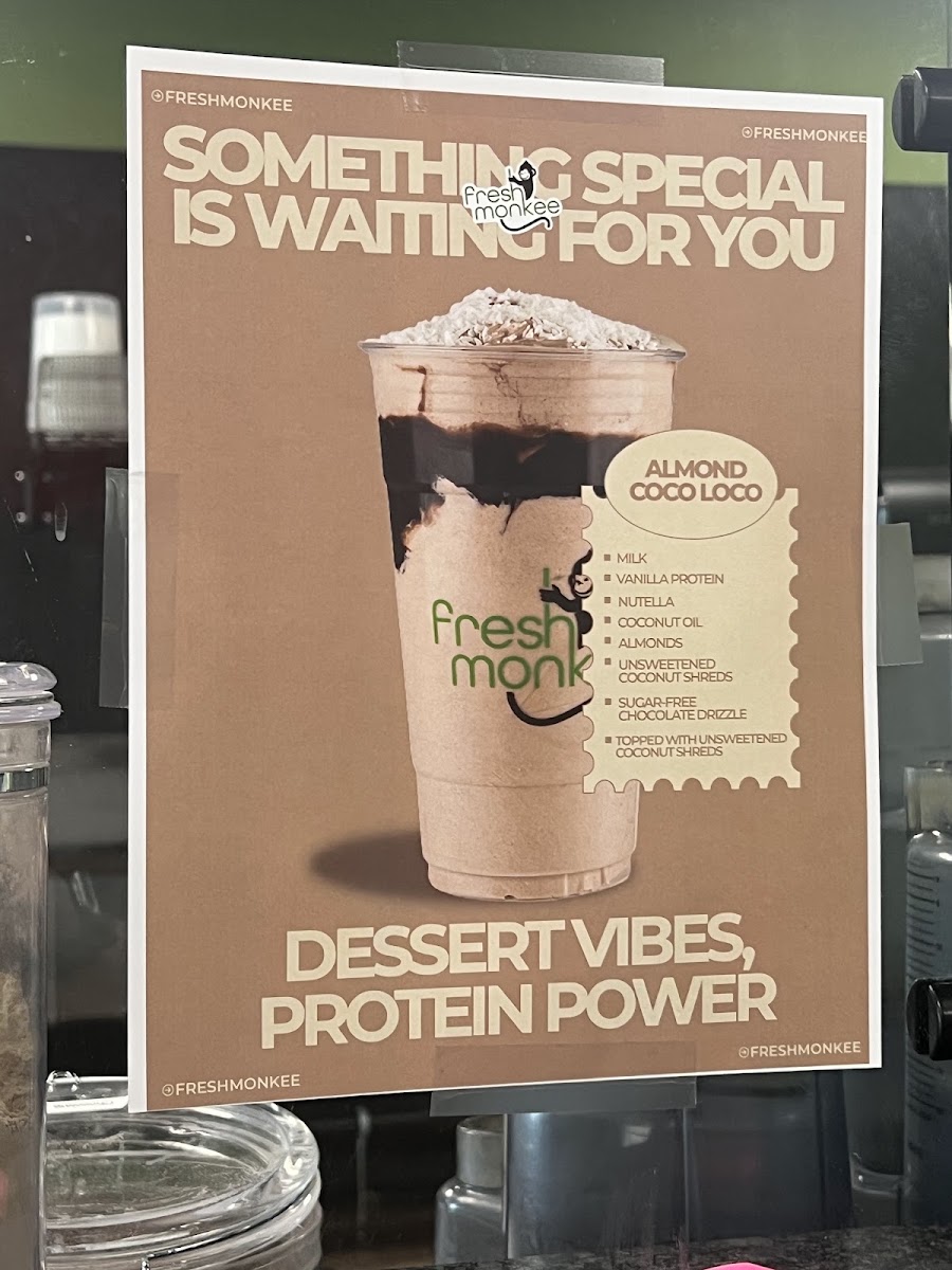 The Fresh Monkee Vernon menu board