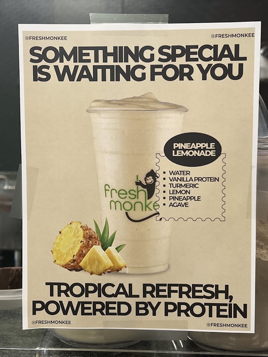 The Fresh Monkee Vernon menu board