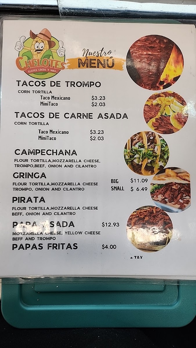 Chelotes menu board