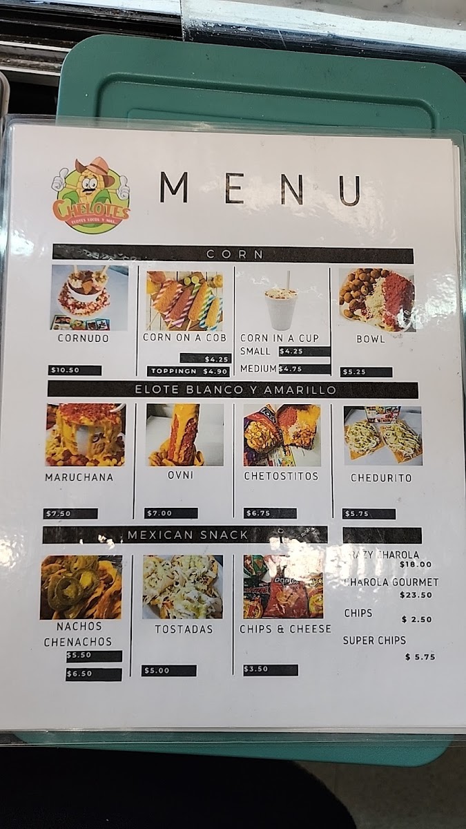 Chelotes menu board