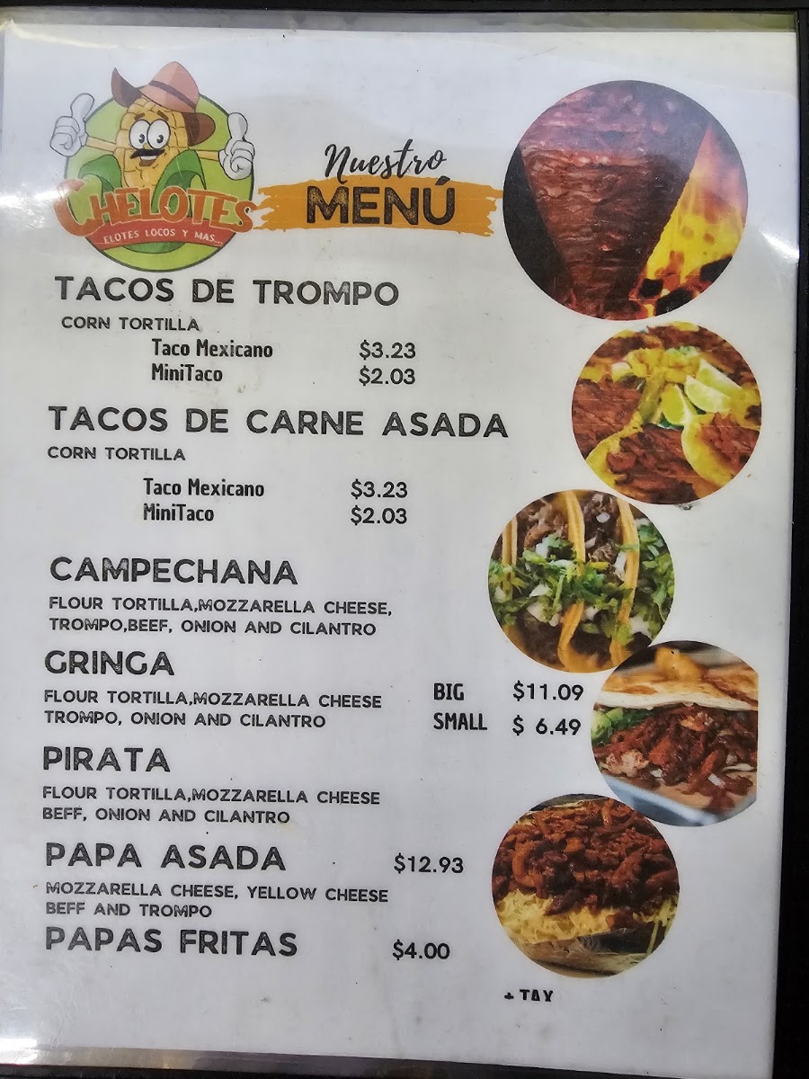 Chelotes menu board