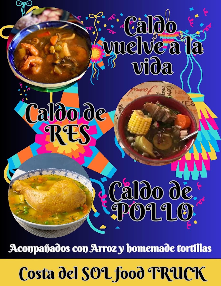 Costa Del Sol Food Truck menu board