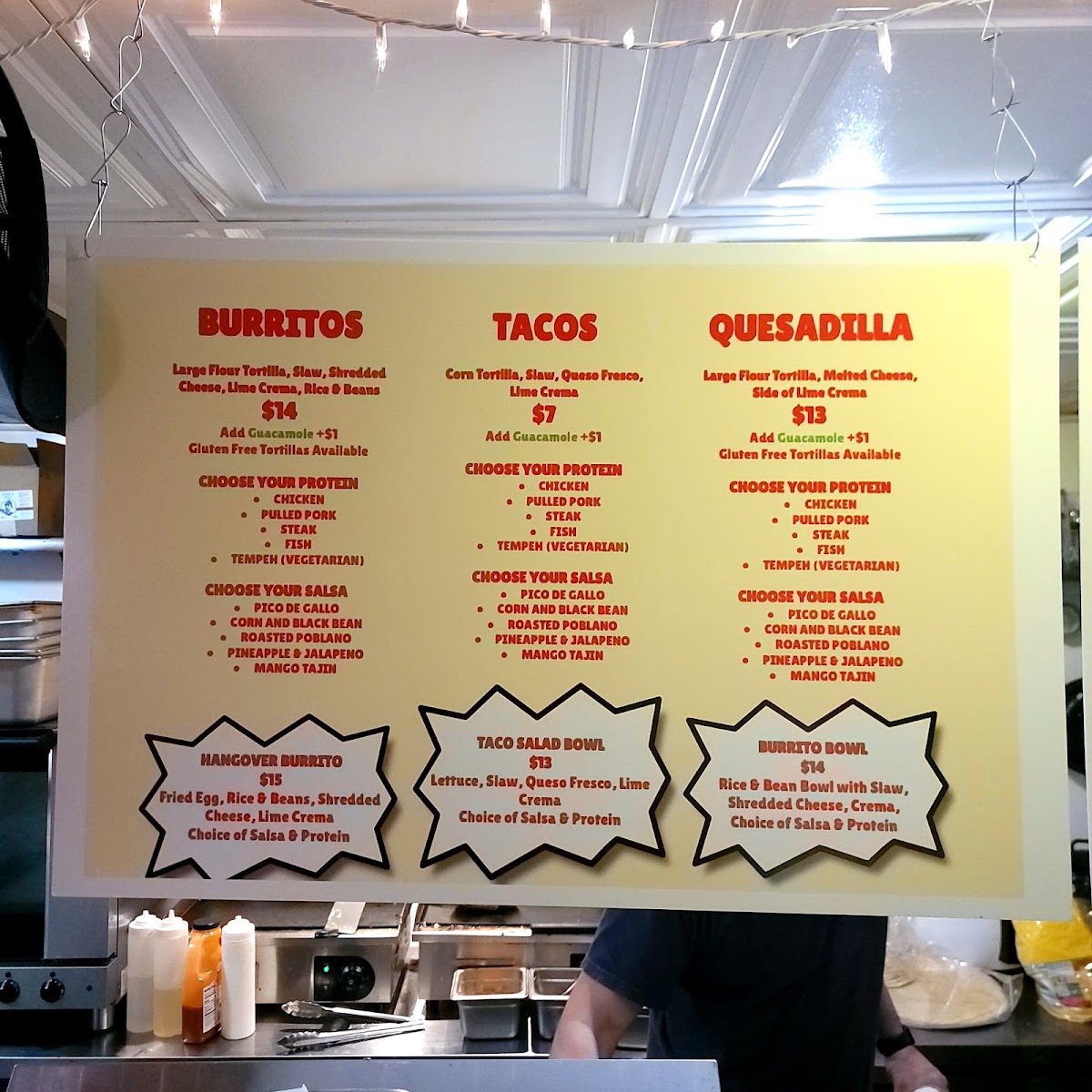 Salsa Shack Maine menu board