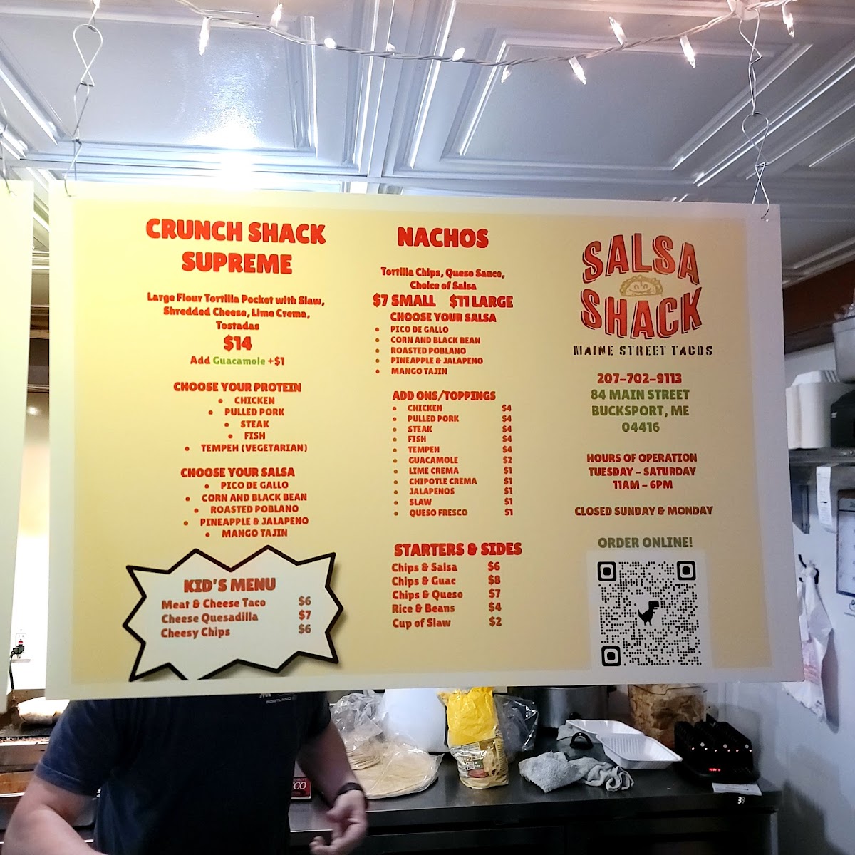 Salsa Shack Maine menu board