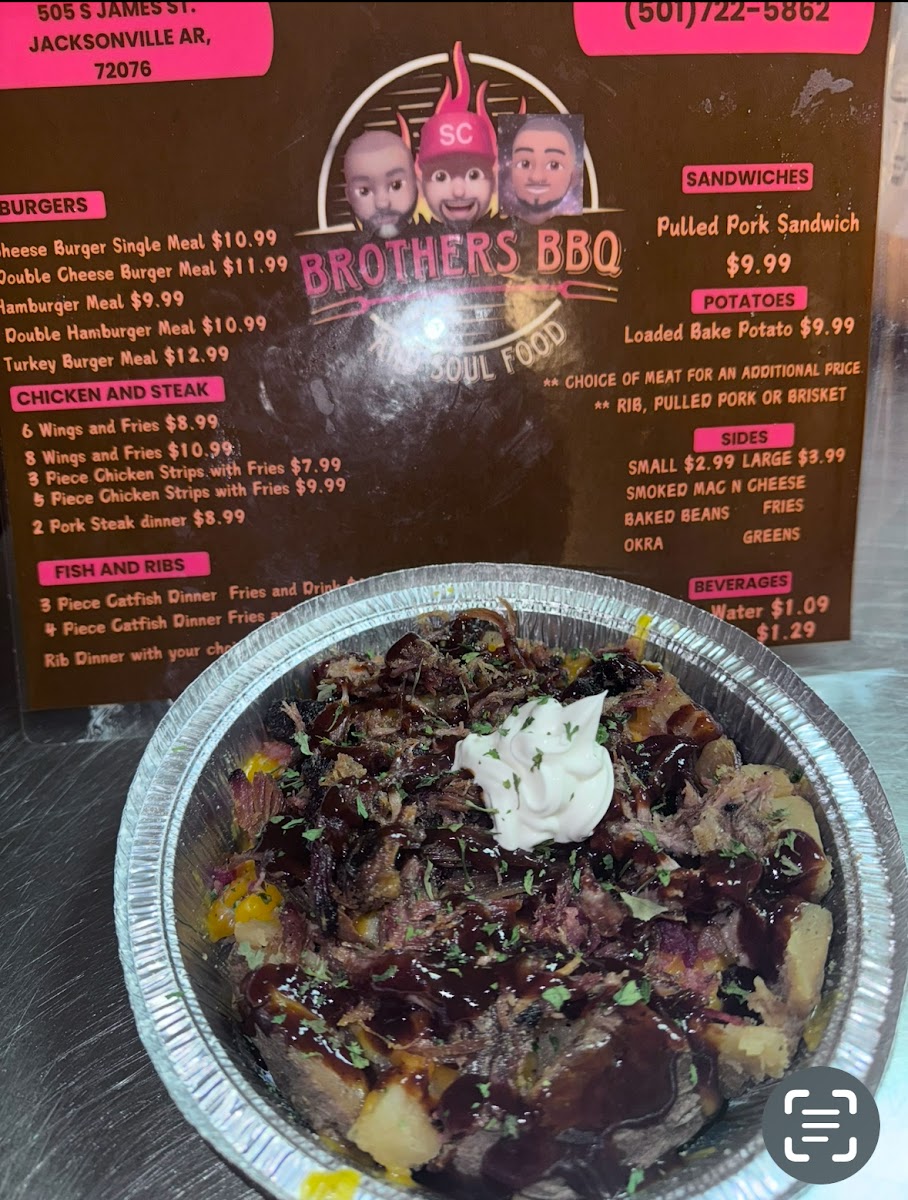 Brothers bbq & soul food menu board