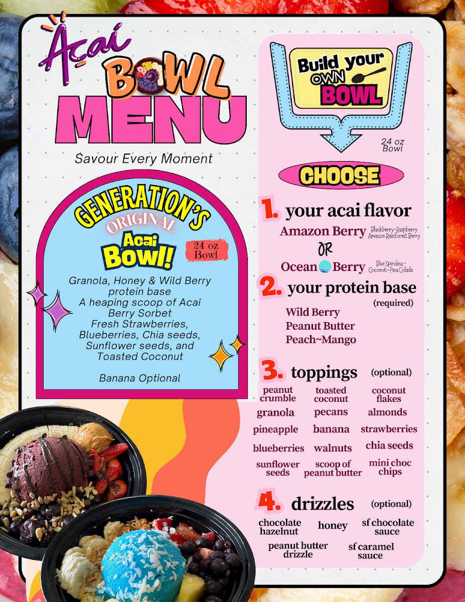 Generation Nutrition menu board