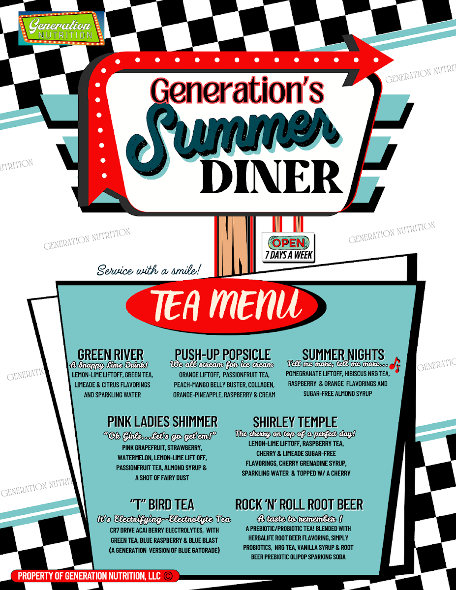 Generation Nutrition menu board