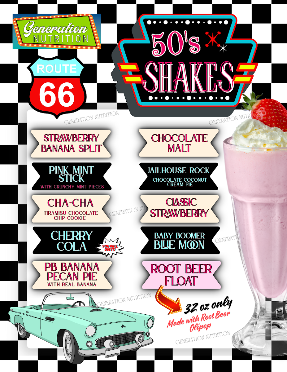 Generation Nutrition menu board