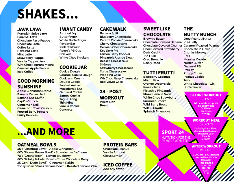 Generation Nutrition menu board