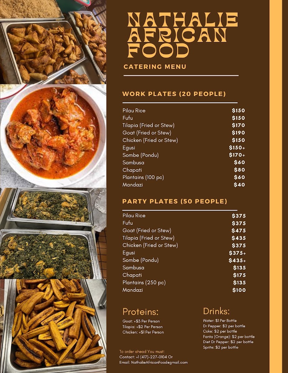 Nathalie African food menu board