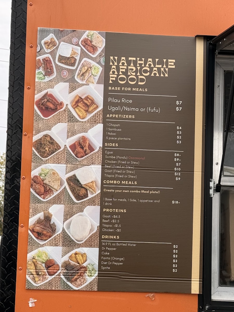 Nathalie African food menu board