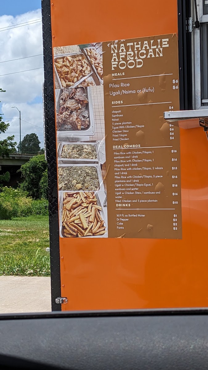 Nathalie African food menu board