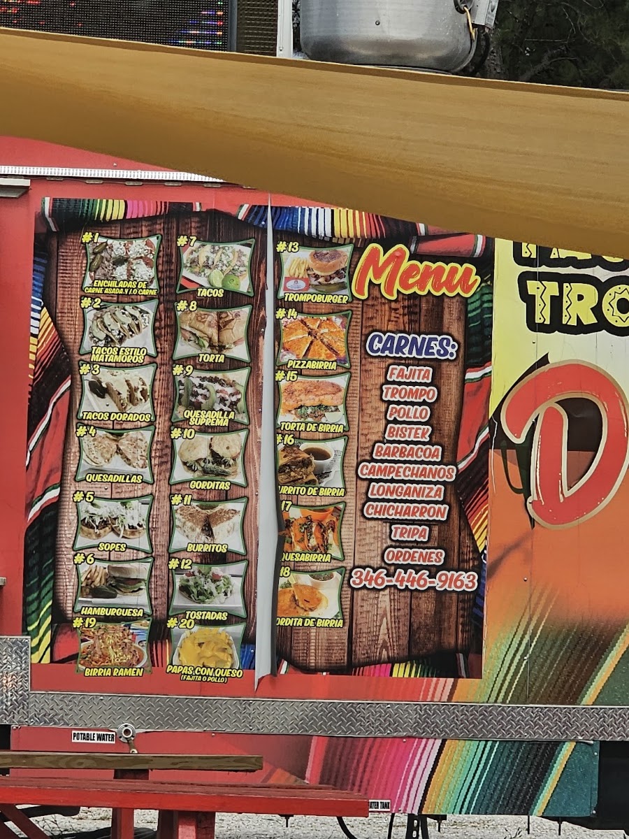 Tacos De Trompo Don Tin menu board