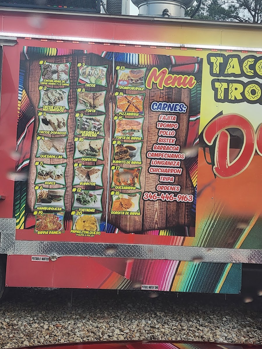 Tacos De Trompo Don Tin menu board