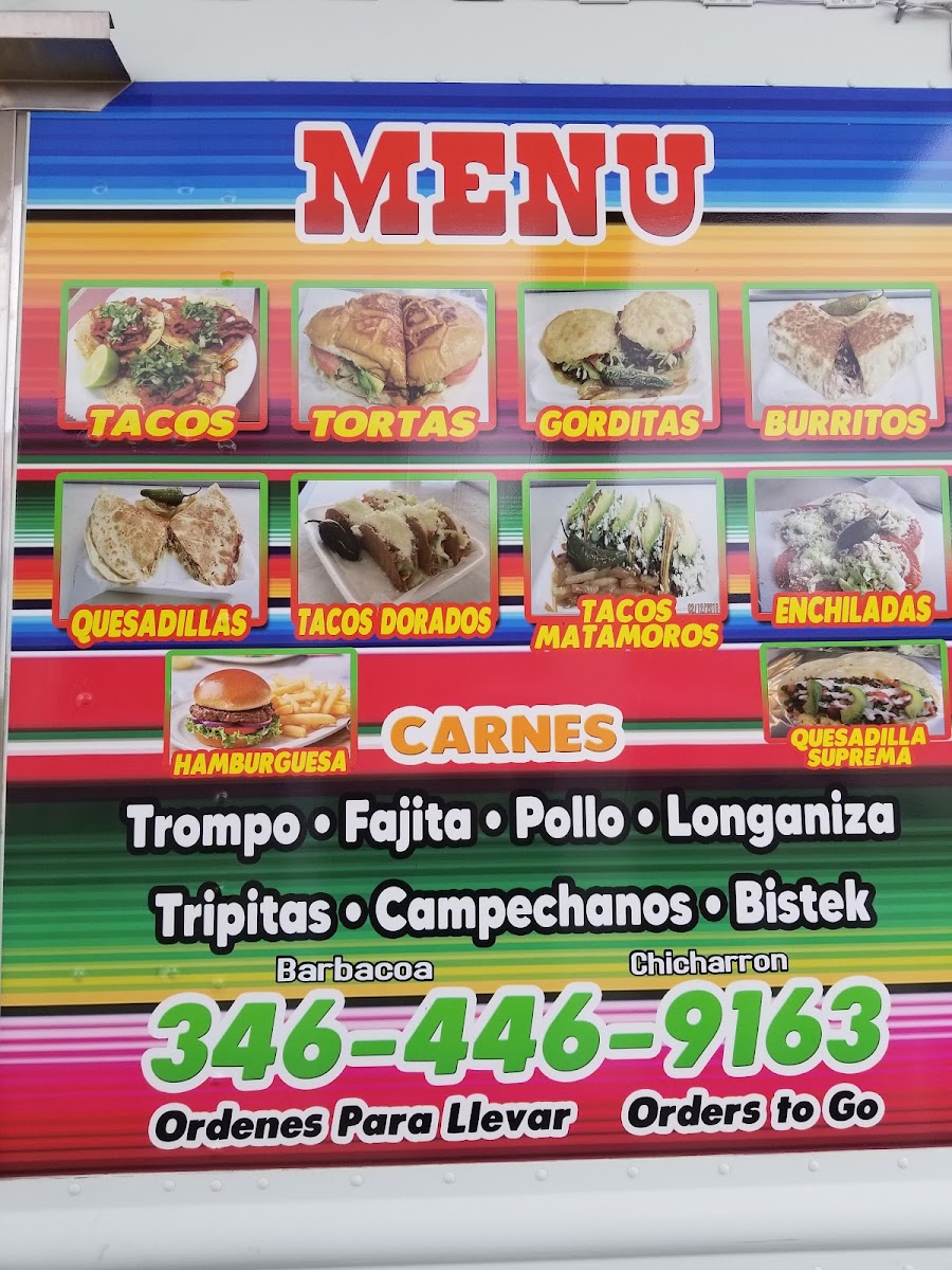 Tacos De Trompo Don Tin menu board