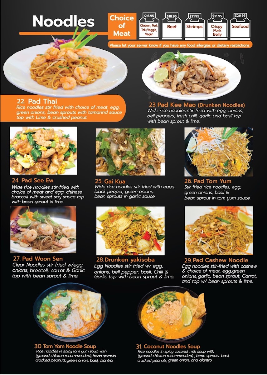 Zabpinto Thai PDX menu board