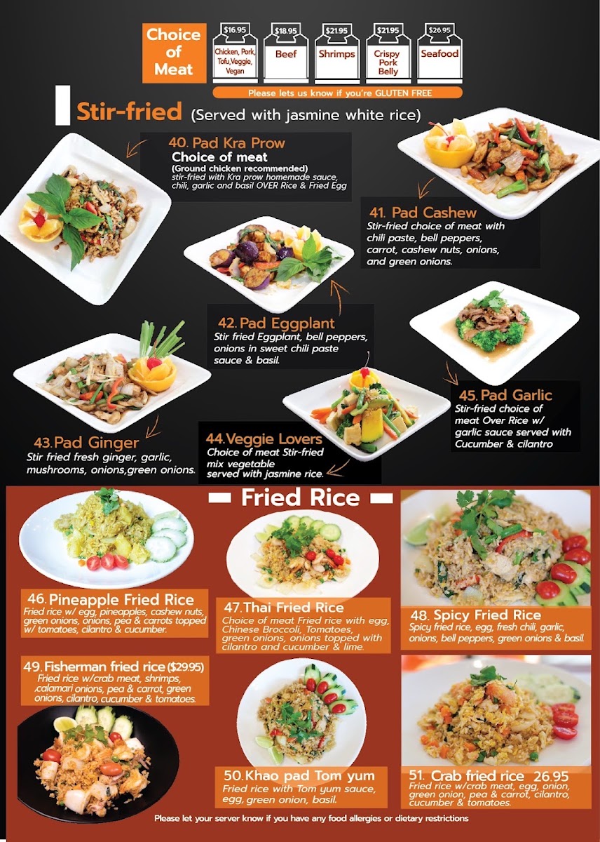 Zabpinto Thai PDX menu board