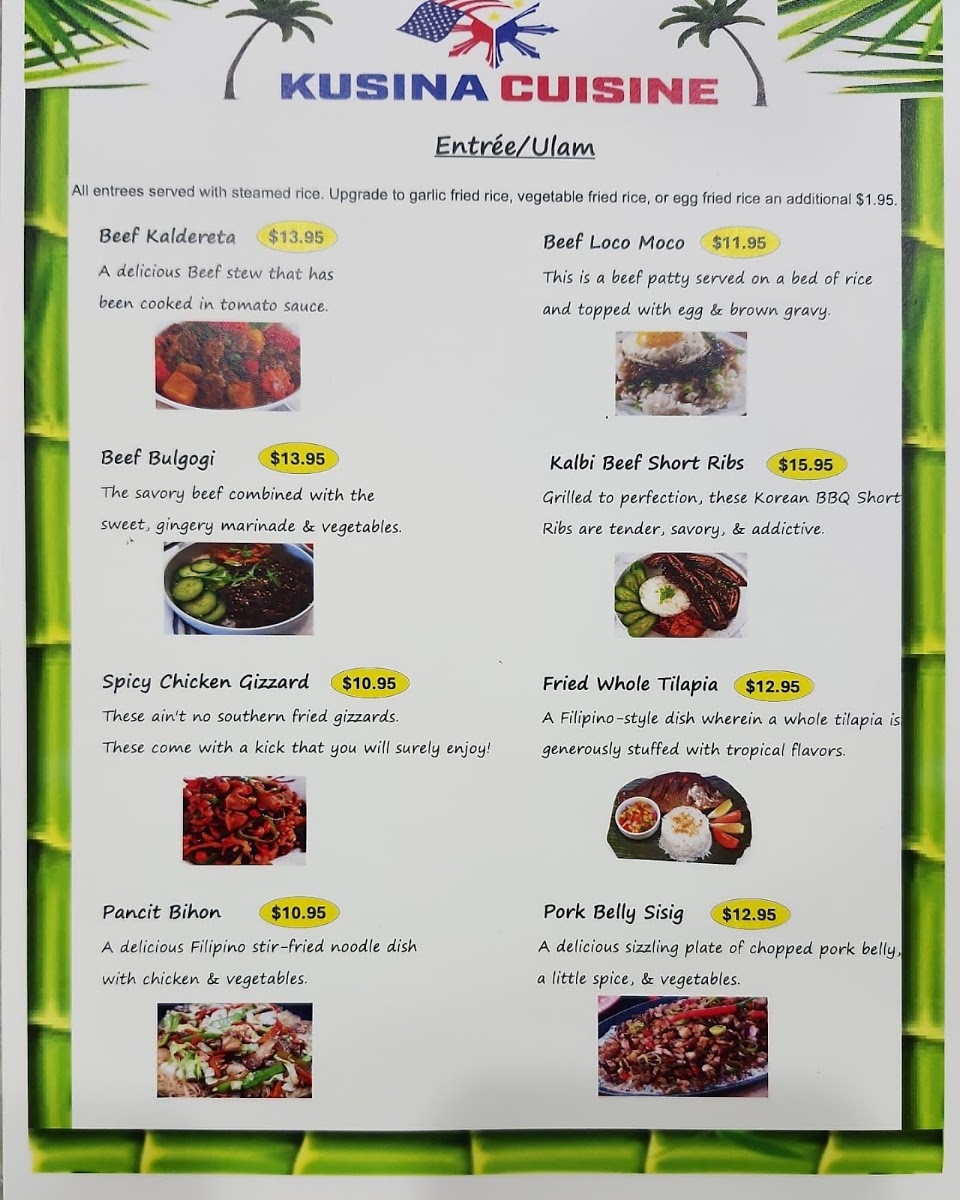 Kusina Cuisine menu board