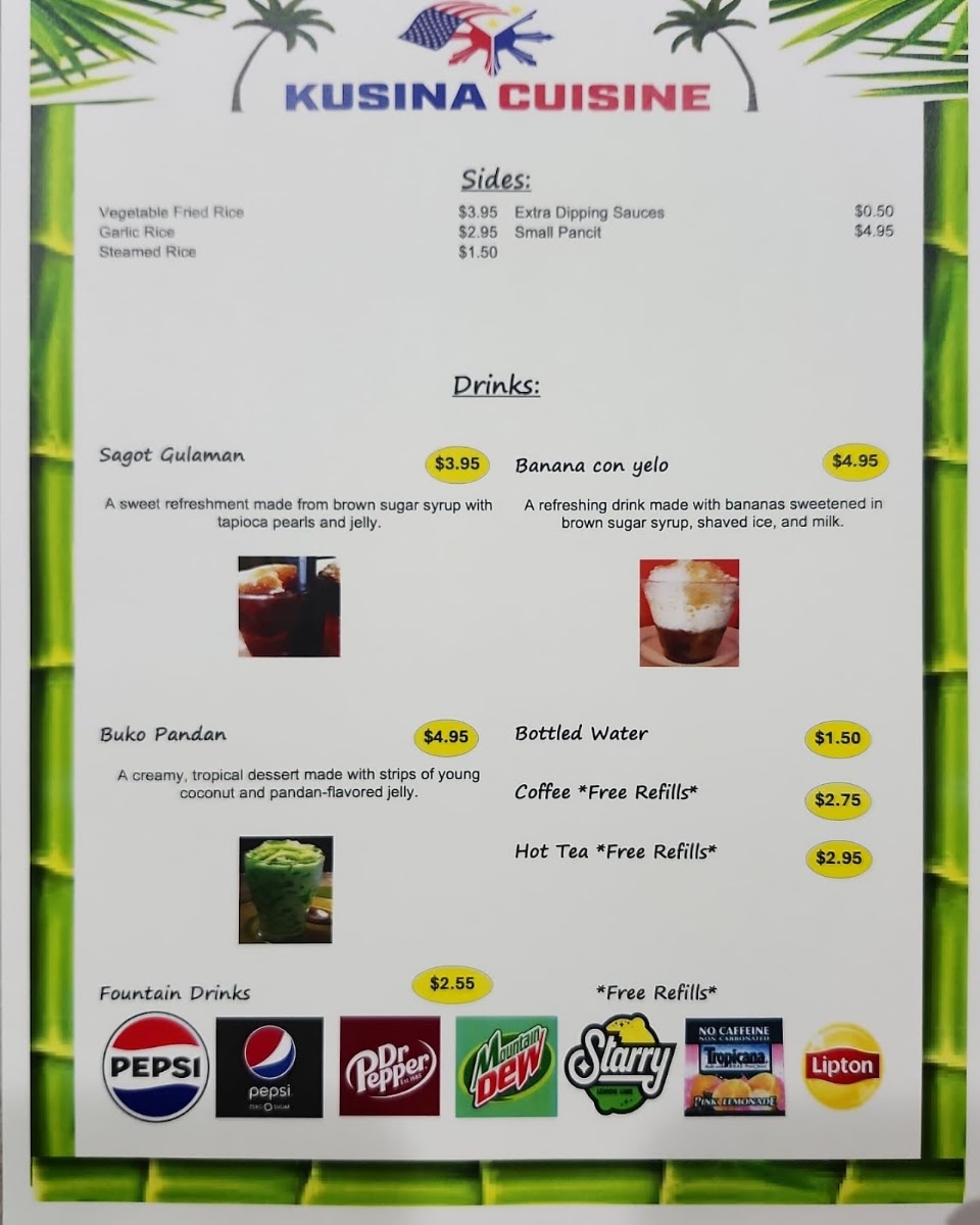 Kusina Cuisine menu board