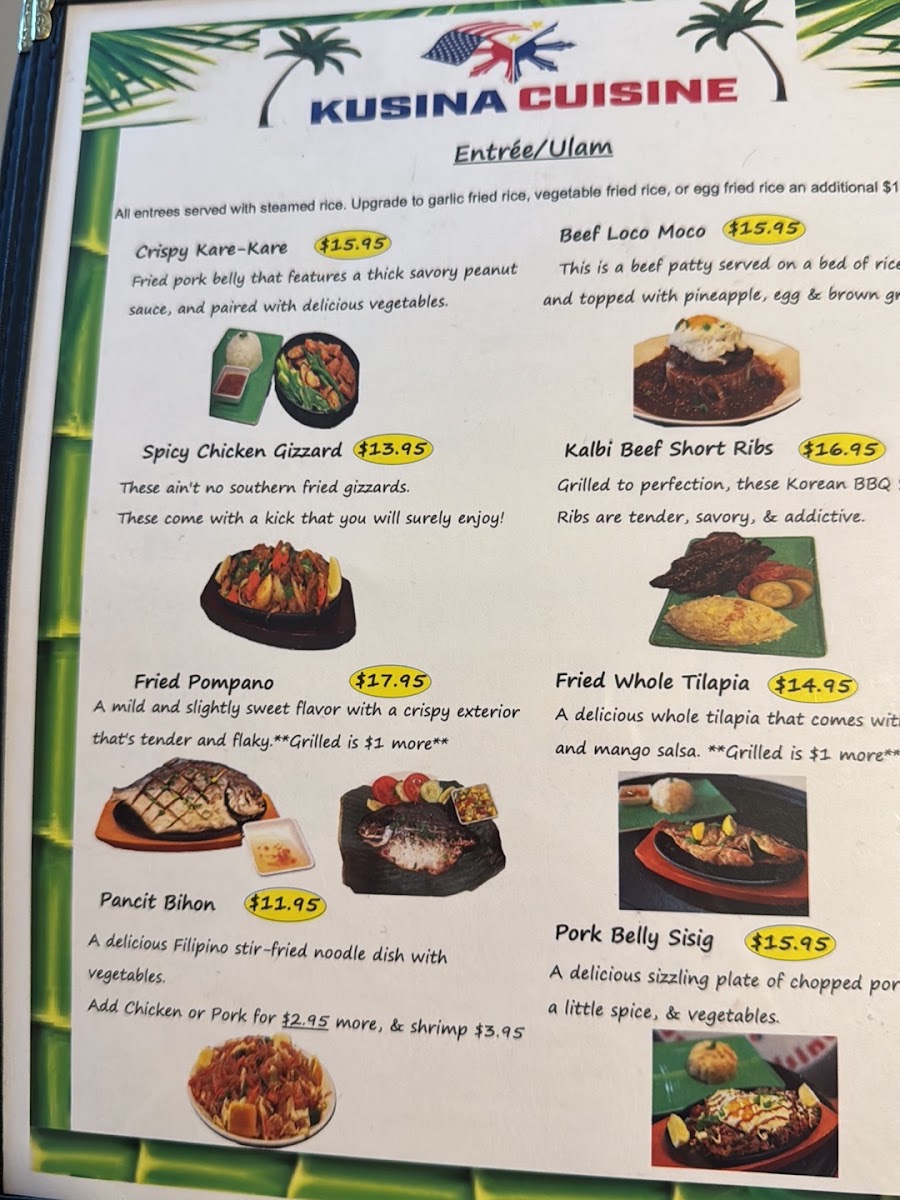 Kusina Cuisine menu board