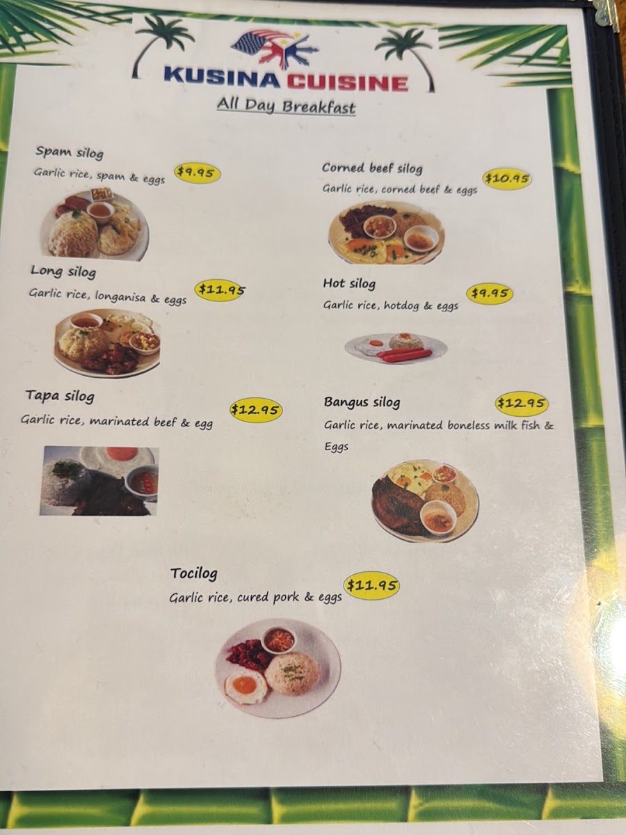 Kusina Cuisine menu board