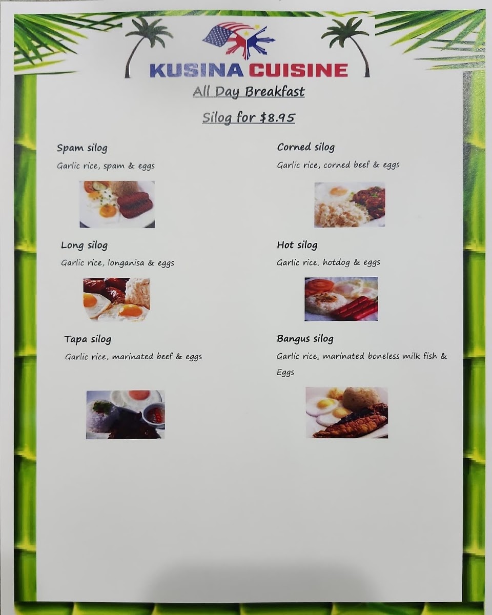 Kusina Cuisine menu board