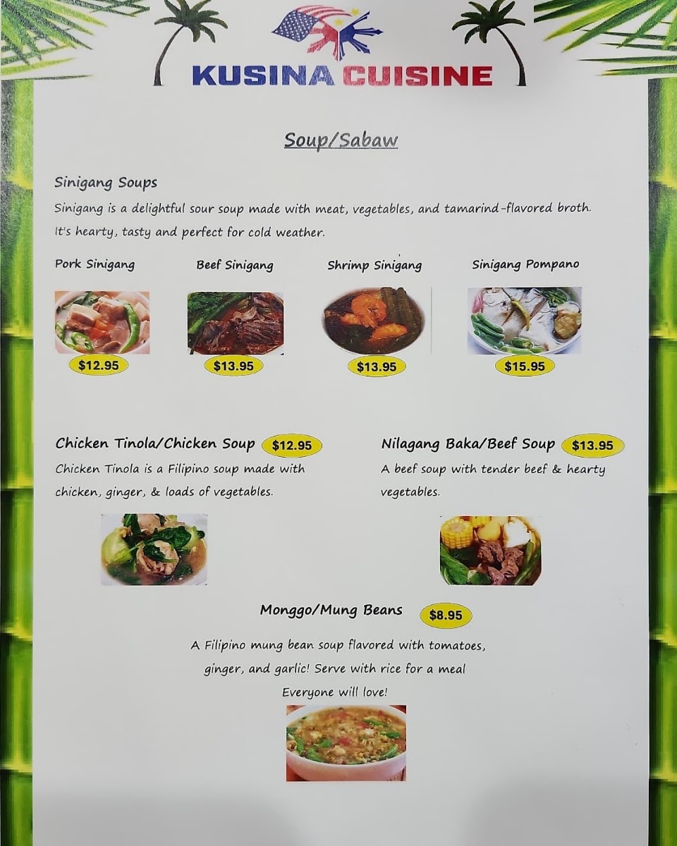 Kusina Cuisine menu board