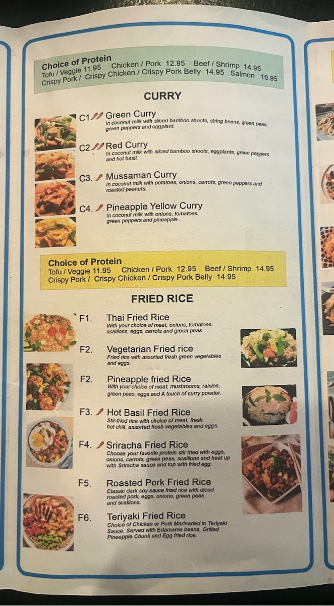 Thai Accent menu board