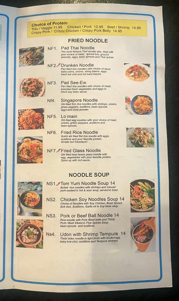 Thai Accent menu board