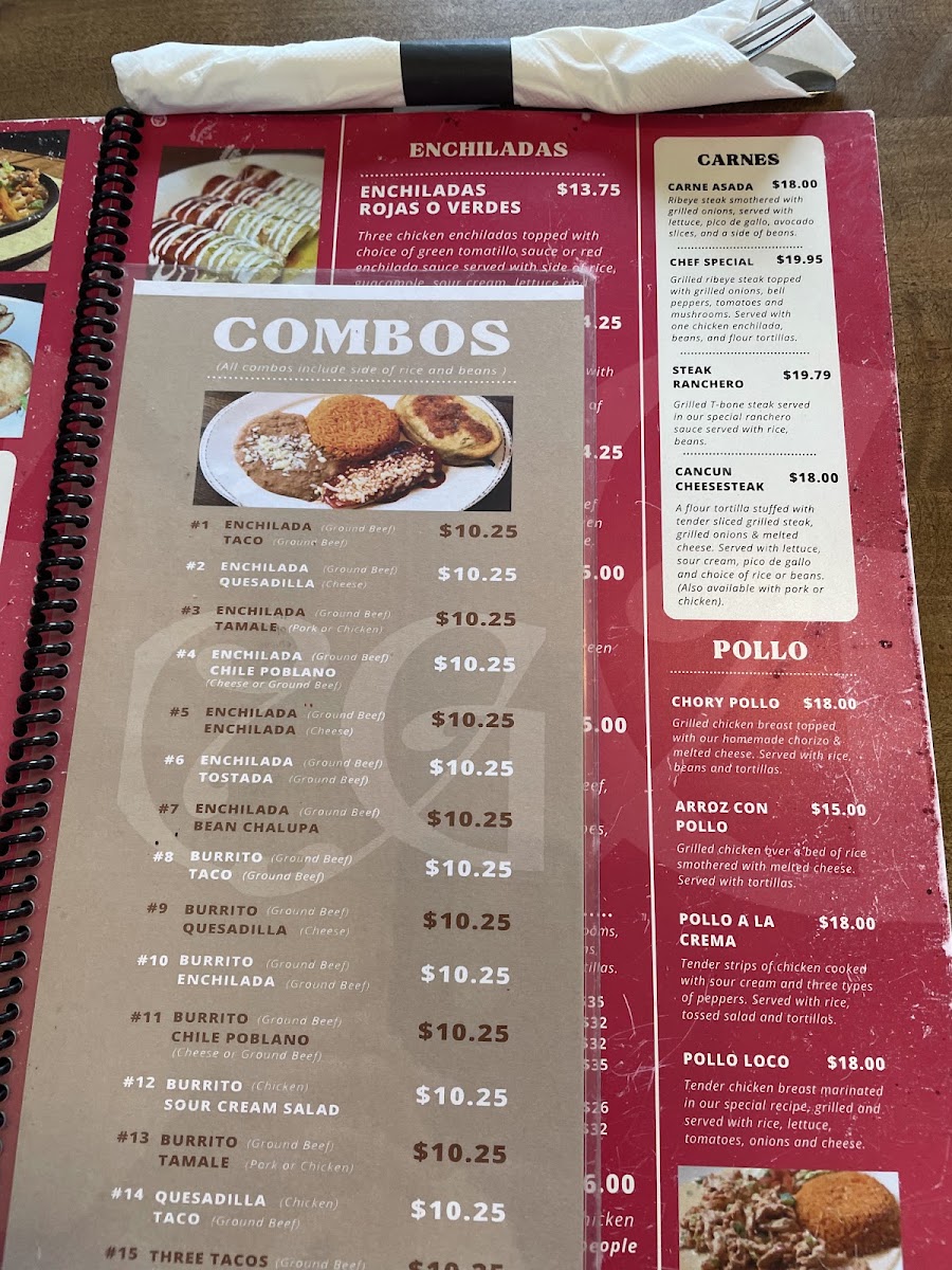 Casona Guzman menu board