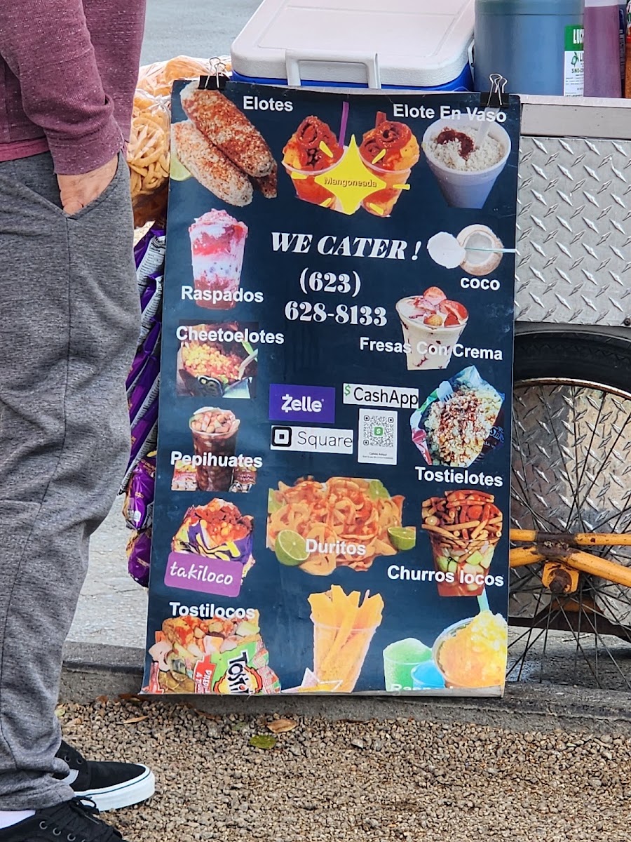 Elotes El Niño menu board