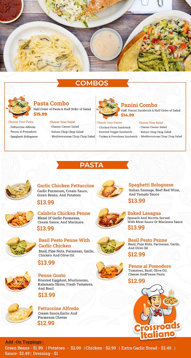 Crossroads Italiano menu board