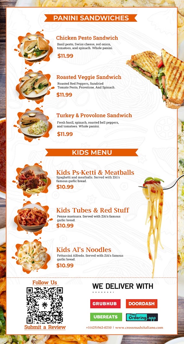 Crossroads Italiano menu board