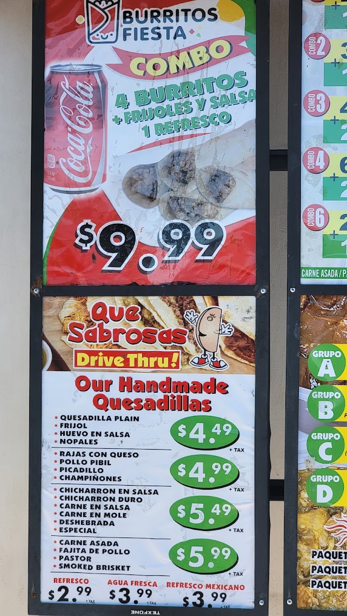 Quesabrosas menu board
