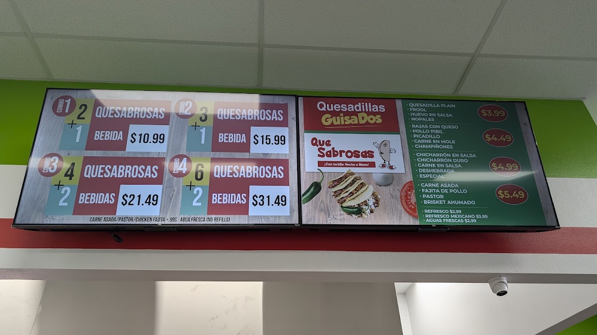 Quesabrosas menu board