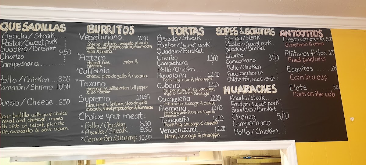 Don Mario's Taqueria menu board