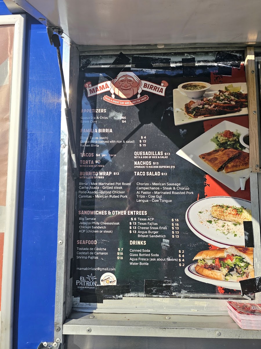 Mama Brirria menu board