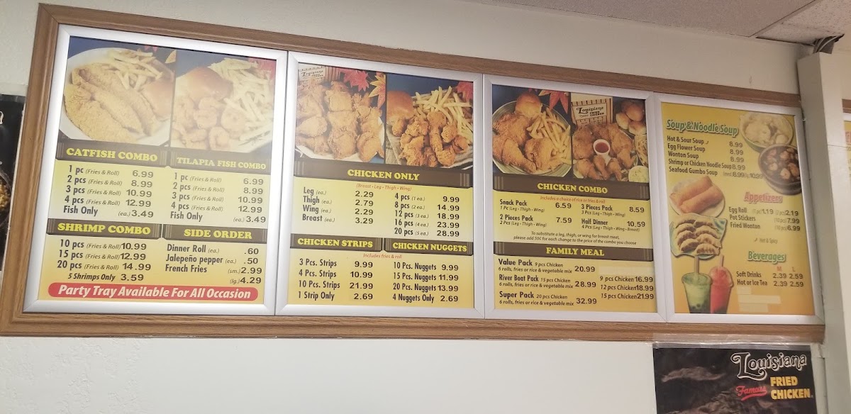 Louisiana Famous Fried Chicken menu board