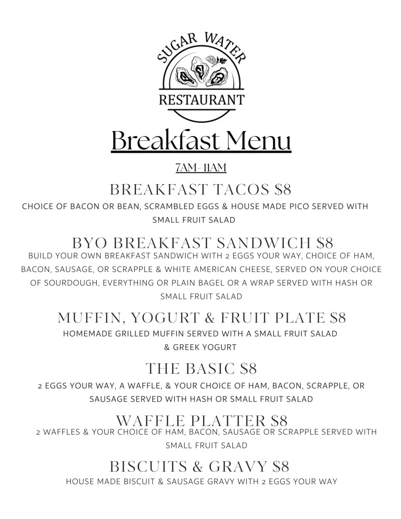 Sugar Water menu board