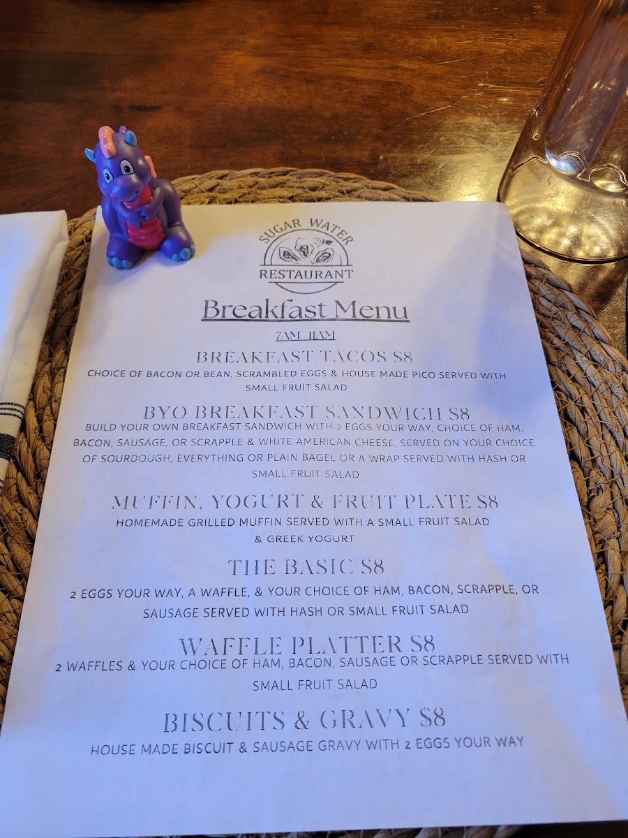 Sugar Water menu board